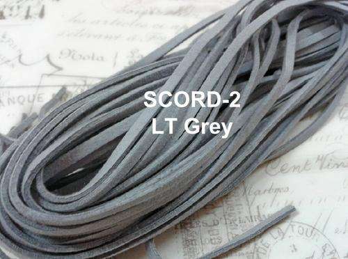 LT Grey - 1.5 X 2.7mm Suede velvet leather cord - 1m