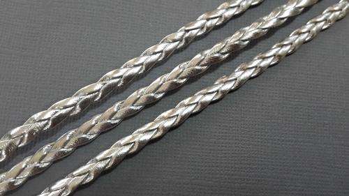 5mm - Silver Synthetic Braided Leather Cord - 1m