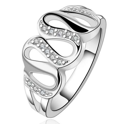 ***Summer Style*** 925 Sterling Silver Plated Ring - Clear CZ - Size 8