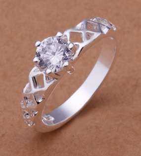 925 Sterling Silver Plated Ring AAA+ CZ - Size 8