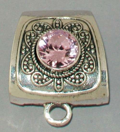 *** CLEARANCE SALE *** Scarf Bail - Antique Silver (Pink Rhinestone)