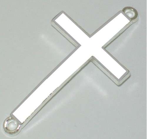 *** CLEARANCE SALE ***  Nickel Plated Cross Connector - Light Cream Enamel