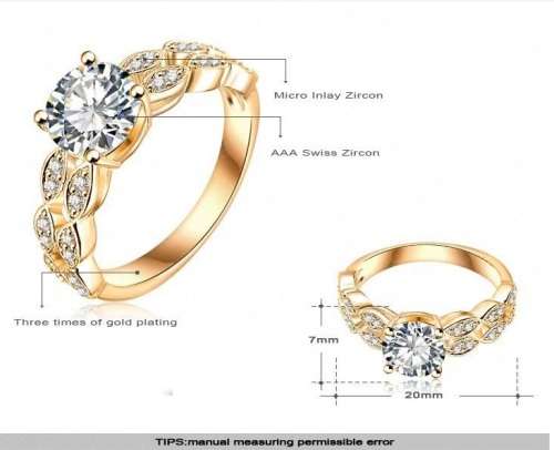 NEW - 18K Gold Plated Beautiful Ring - Size 6