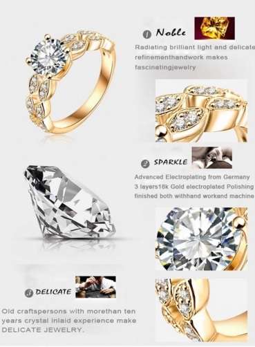 NEW - 18K Gold Plated Beautiful Ring - Size 6