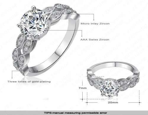 NEW - 18K Platinum Plated Beautiful Ring - Size 6
