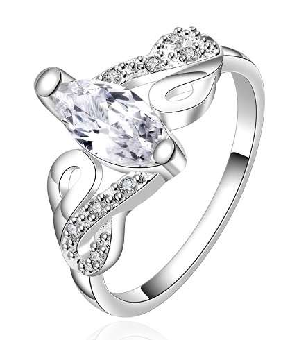 *** Exquisite *** AAA+ CZ - 925 Silver Plated Silver Ring Size 8