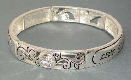 *** New Arrival *** Top Quality Antique Silver Plated Stretch Bracelet (Live - Laugh - Love)
