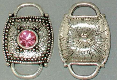 *** CLEARANCE SALE *** Antique Silver Connector - Pink Rhinestone