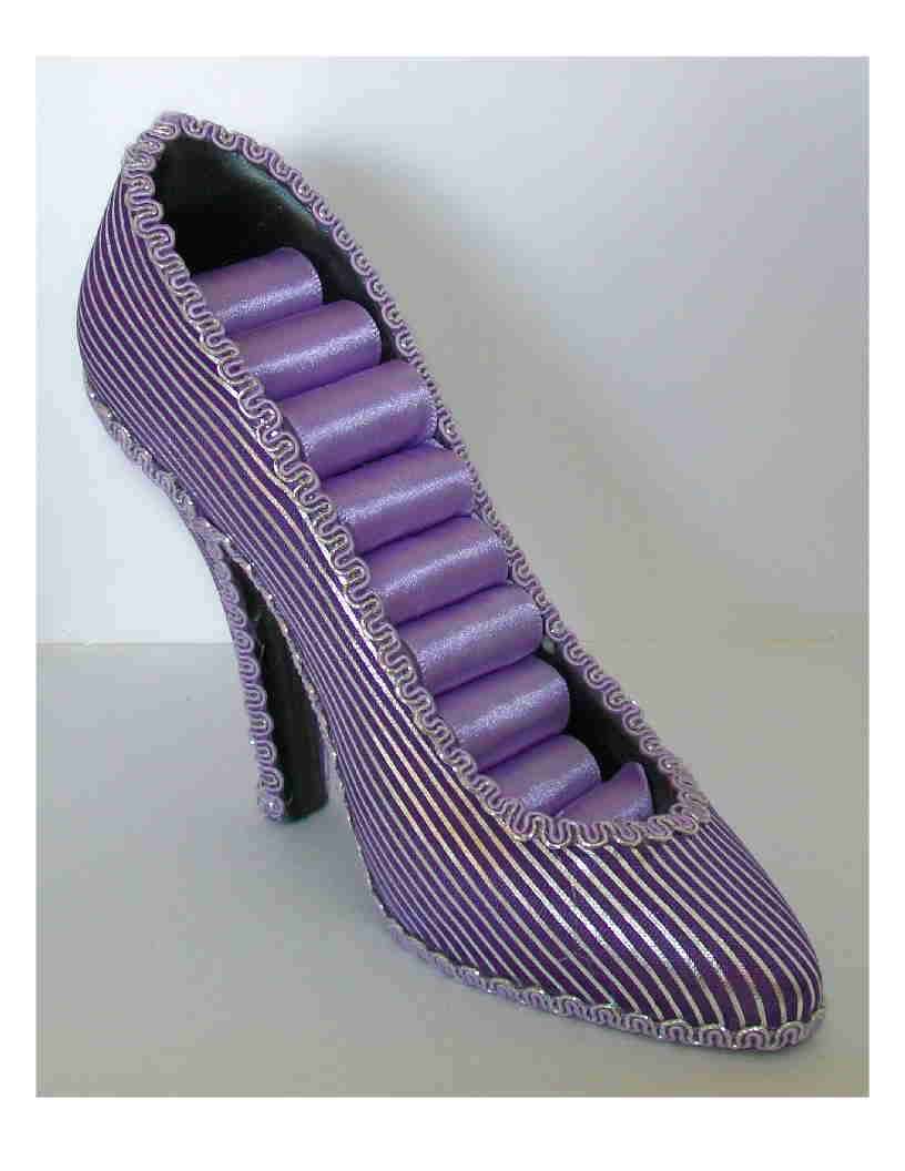 SALE - Ring Display - Purple Satin with Silver Stripes