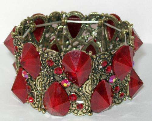 Bronze Stretch Bracelet - Red