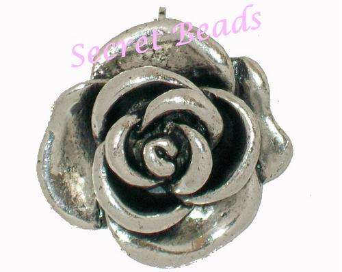 Silver Clip on Rose Pendant