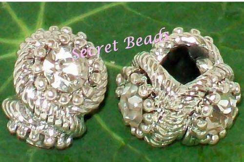 Silver Metal Spacer - Clear Diamante