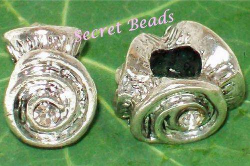 Silver Metal Spacer - Clear Diamante