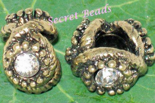 Bronze Metal Spacer - Clear Diamante