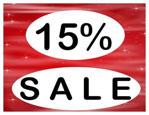 15% Discount on ALL orders placed