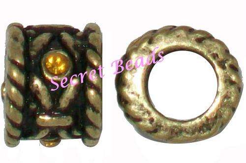 Ant. Bronze Metal Spacer - Amber Diamante