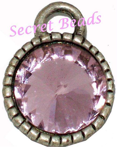 Silver Charm - Pink Diamond cut Glass - 1pcs