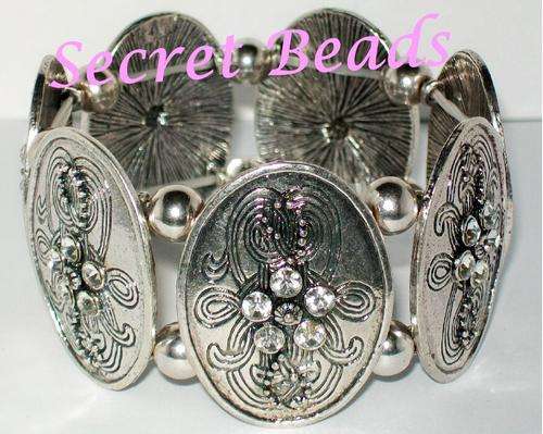 +++ CRAZY +++ Ant. Silver Stretch Bracelet