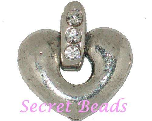 Tibetian Silver Heart Pendant - Clear Diamante