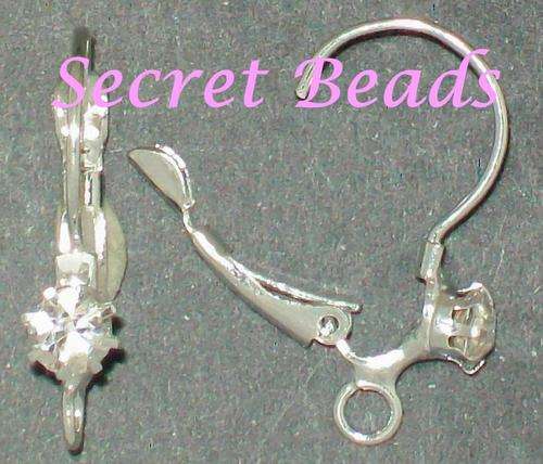**LEAD FREE** Silver Plated Lever Back Earring - Clear Diamante - 2pcs