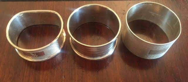 3 x Hallmarked Silver serviette rings 50g in total