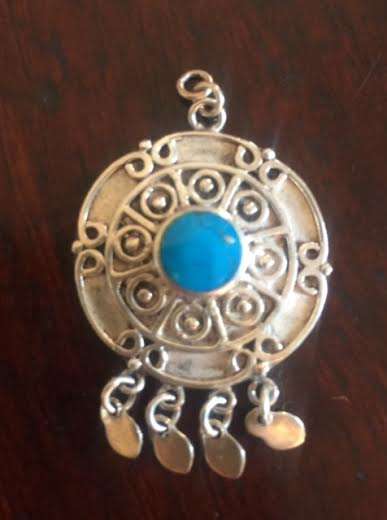 925 silver and turquoise pendant or charm