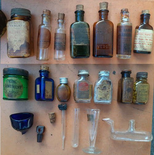 Vintage medical bottle collection