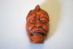 NETSUKE HANNYA DEVIL MASK HAND-CARVED