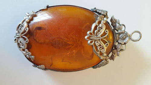 Amber Chinese Scorpion Pendant (1 of 2)