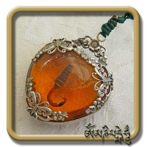 Vintage Tibetan Amber Amulet