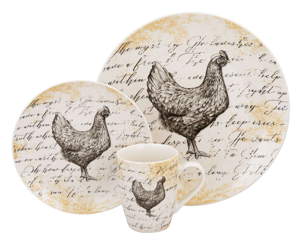 12 Piece Vintage Hen Dinner Set