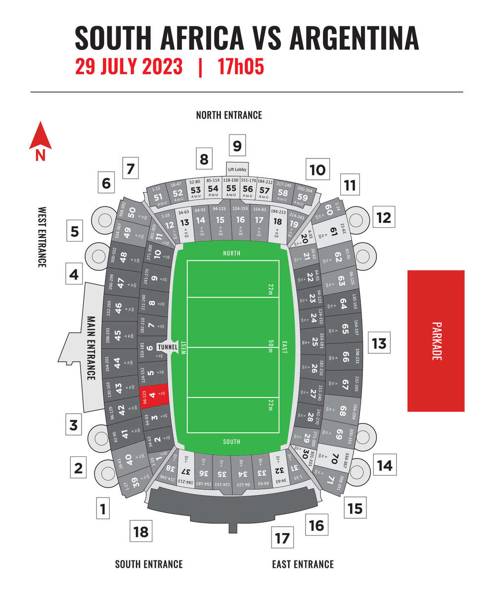 4x Springboks vs Argentina tickets 29 July 2023